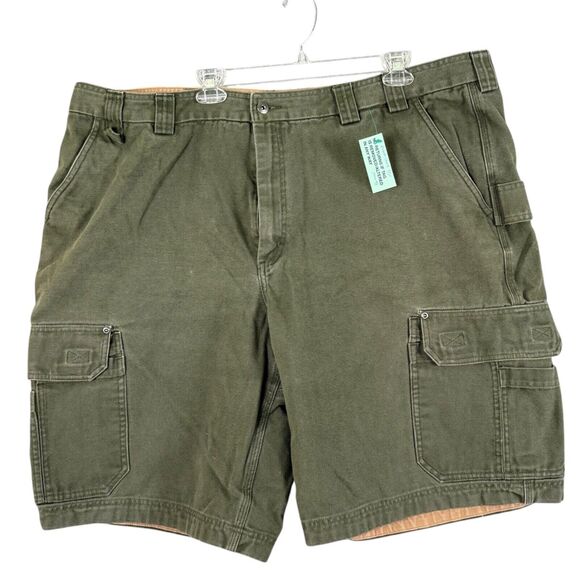Duluth Cargo Shorts Mens 48 Olive Green Thick Canvas Workwear Utility Gusseted